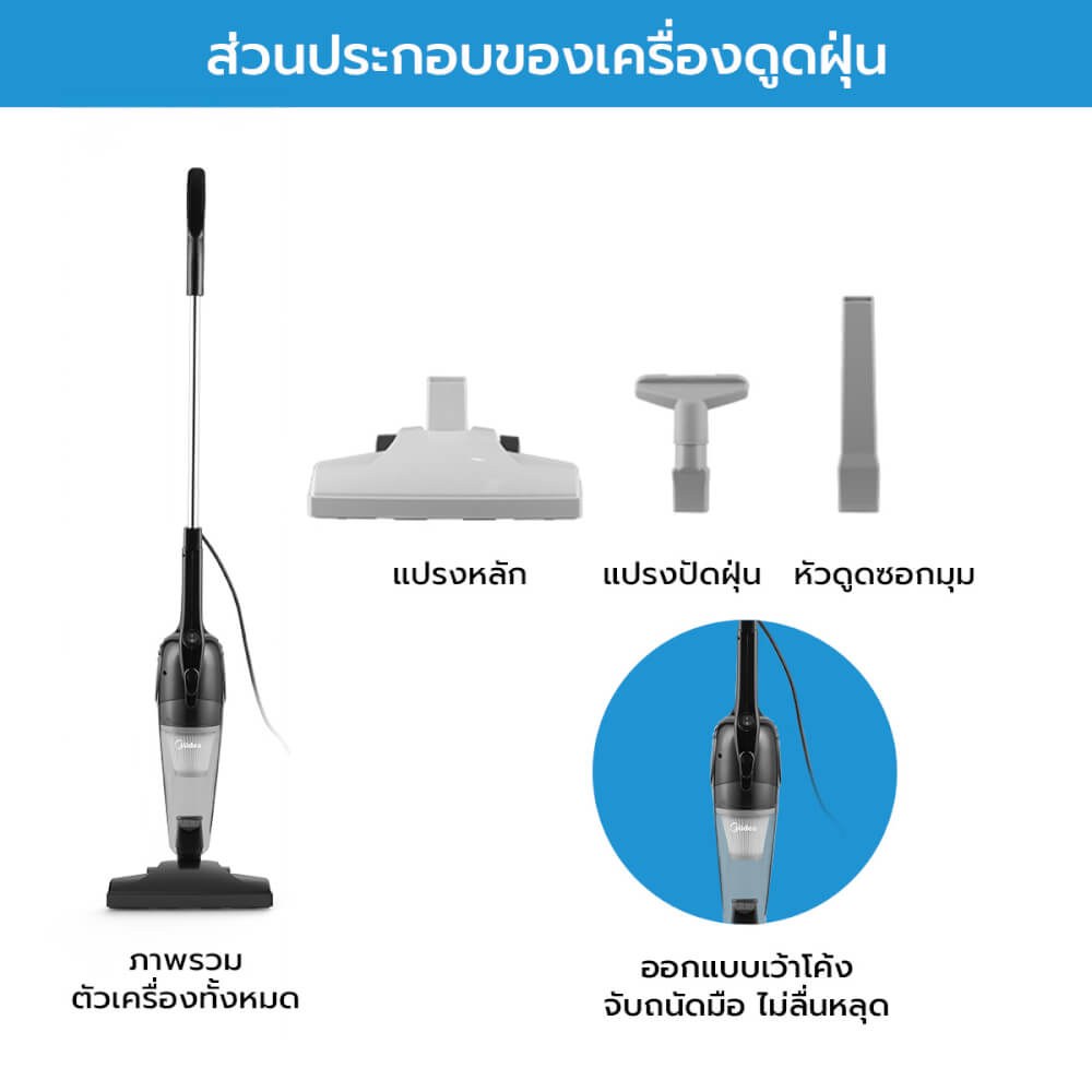 เครื่องดูดฝุ่นแบบด้าม MIDEA รุ่น MS861THBK (BLACK)